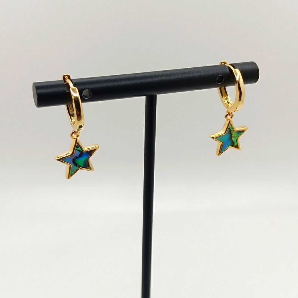 New 14K‎ Gold Plated S925 Huggie Star Earrings By Tughra New In Box